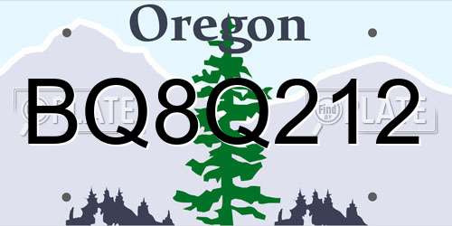 BQ8Q212 Oregon License Plate