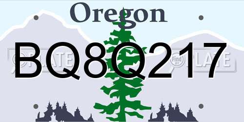 BQ8Q217 Oregon License Plate