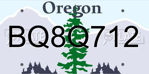 BQ8Q712 Oregon License Plate