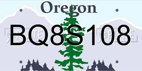 BQ8S108 Oregon License Plate