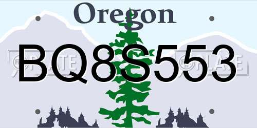 BQ8S553 Oregon License Plate