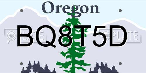 BQ8T5D Oregon License Plate