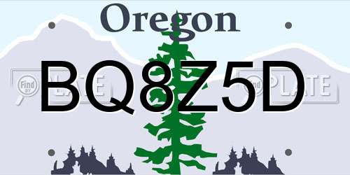 BQ8Z5D Oregon License Plate