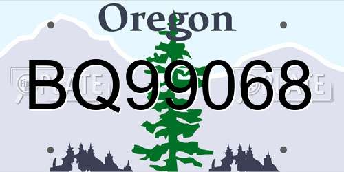 BQ99068 Oregon License Plate