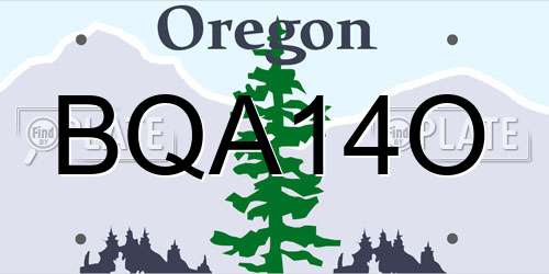 BQA14O Oregon License Plate