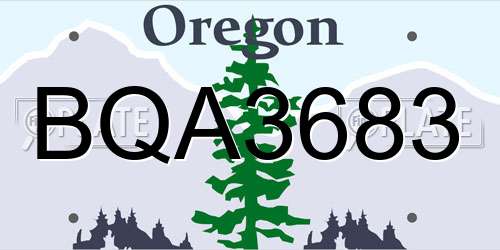 BQA3683 Oregon License Plate