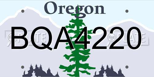 BQA4220 Oregon License Plate