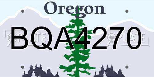 BQA4270 Oregon License Plate