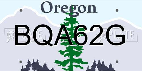 BQA62G Oregon License Plate