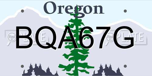 BQA67G Oregon License Plate