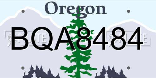 BQA8484 Oregon License Plate