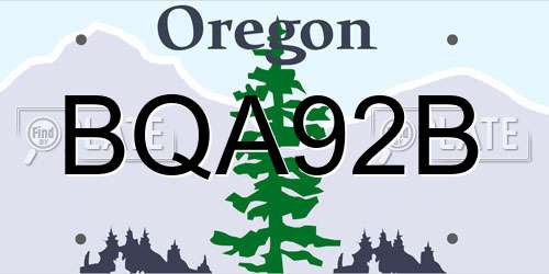 BQA92B Oregon License Plate