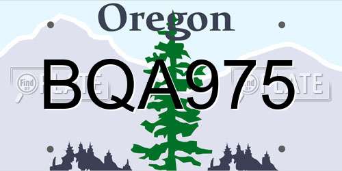 BQA975 Oregon License Plate