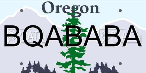 BQABABA Oregon License Plate