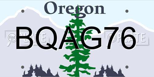 BQAG76 Oregon License Plate