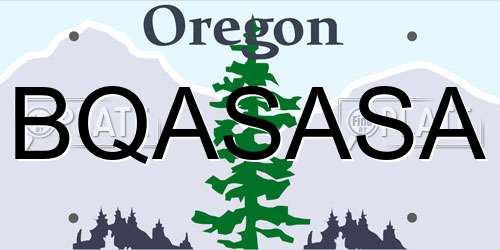 BQASASA Oregon License Plate