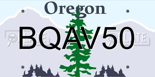 BQAV50 Oregon License Plate