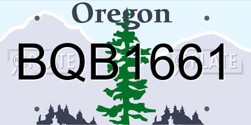 BQB1661 Oregon License Plate