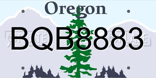 BQB8883 Oregon License Plate