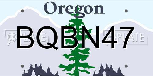 BQBN47 Oregon License Plate