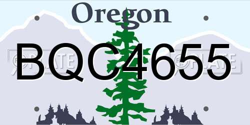 BQC4655 Oregon License Plate