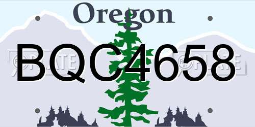 BQC4658 Oregon License Plate