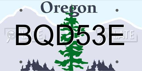 BQD53E Oregon License Plate