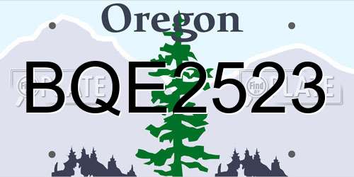 BQE2523 Oregon License Plate