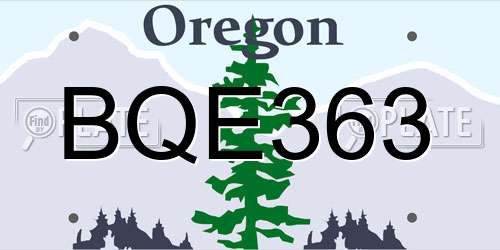 BQE363 Oregon License Plate