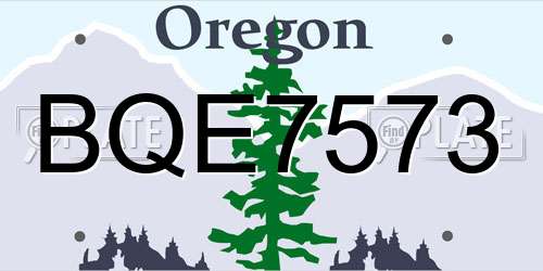 BQE7573 Oregon License Plate