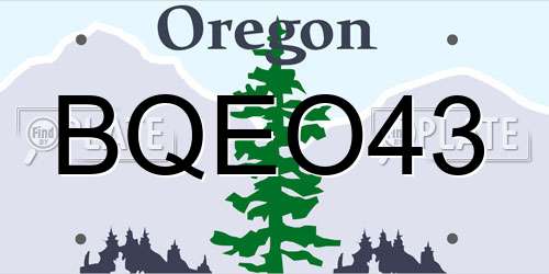BQEO43 Oregon License Plate