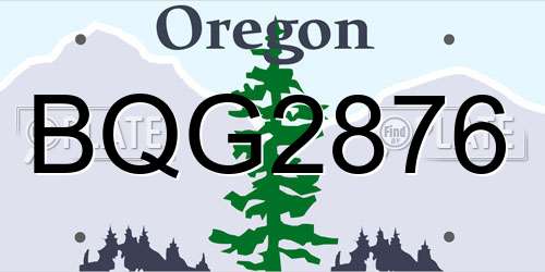 BQG2876 Oregon License Plate