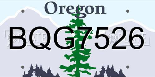 BQG7526 Oregon License Plate