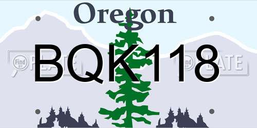 BQK118 Oregon License Plate