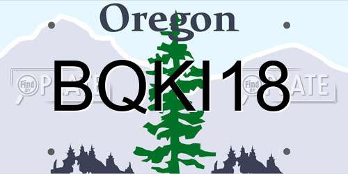 BQKI18 Oregon License Plate