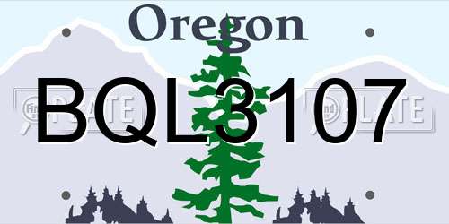 BQL3107 Oregon License Plate