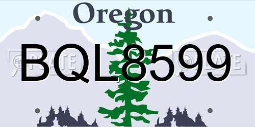 BQL8599 Oregon License Plate