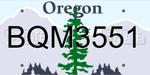 BQM3551 Oregon License Plate
