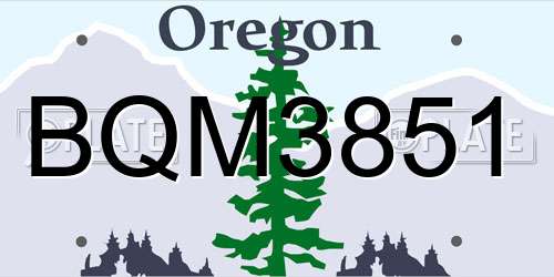 BQM3851 Oregon License Plate