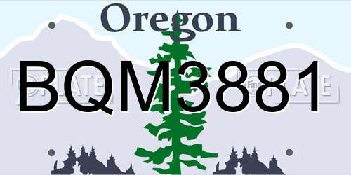 BQM3881 Oregon License Plate