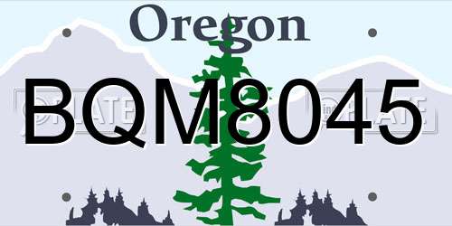 BQM8045 Oregon License Plate