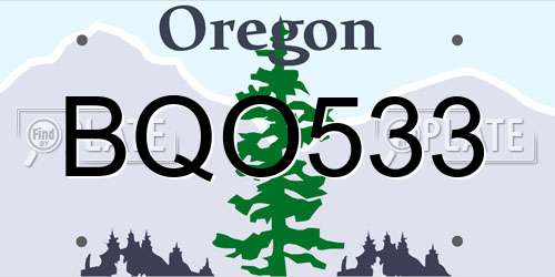 BQO533 Oregon License Plate