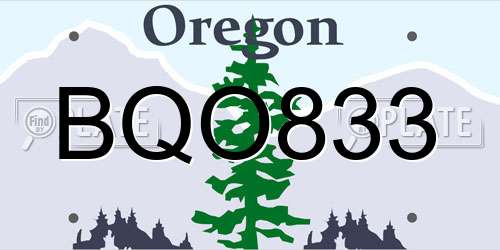 BQO833 Oregon License Plate