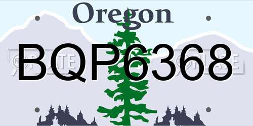 BQP6368 Oregon License Plate