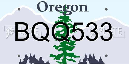 BQQ533 Oregon License Plate