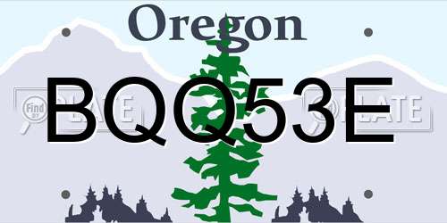 BQQ53E Oregon License Plate