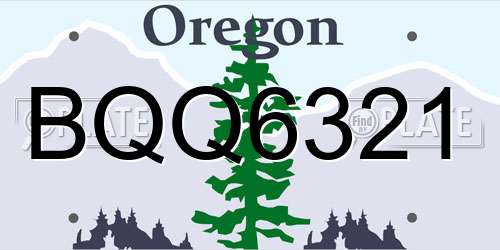 BQQ6321 Oregon License Plate