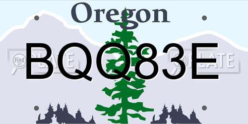 BQQ83E Oregon License Plate