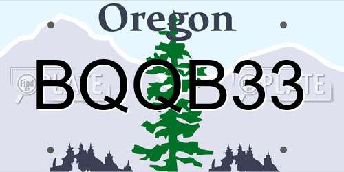 BQQB33 Oregon License Plate