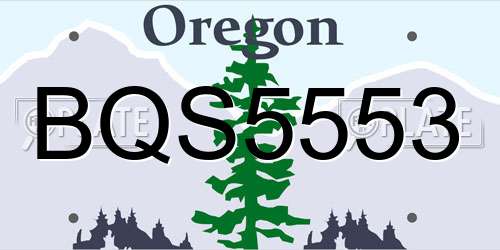 BQS5553 Oregon License Plate